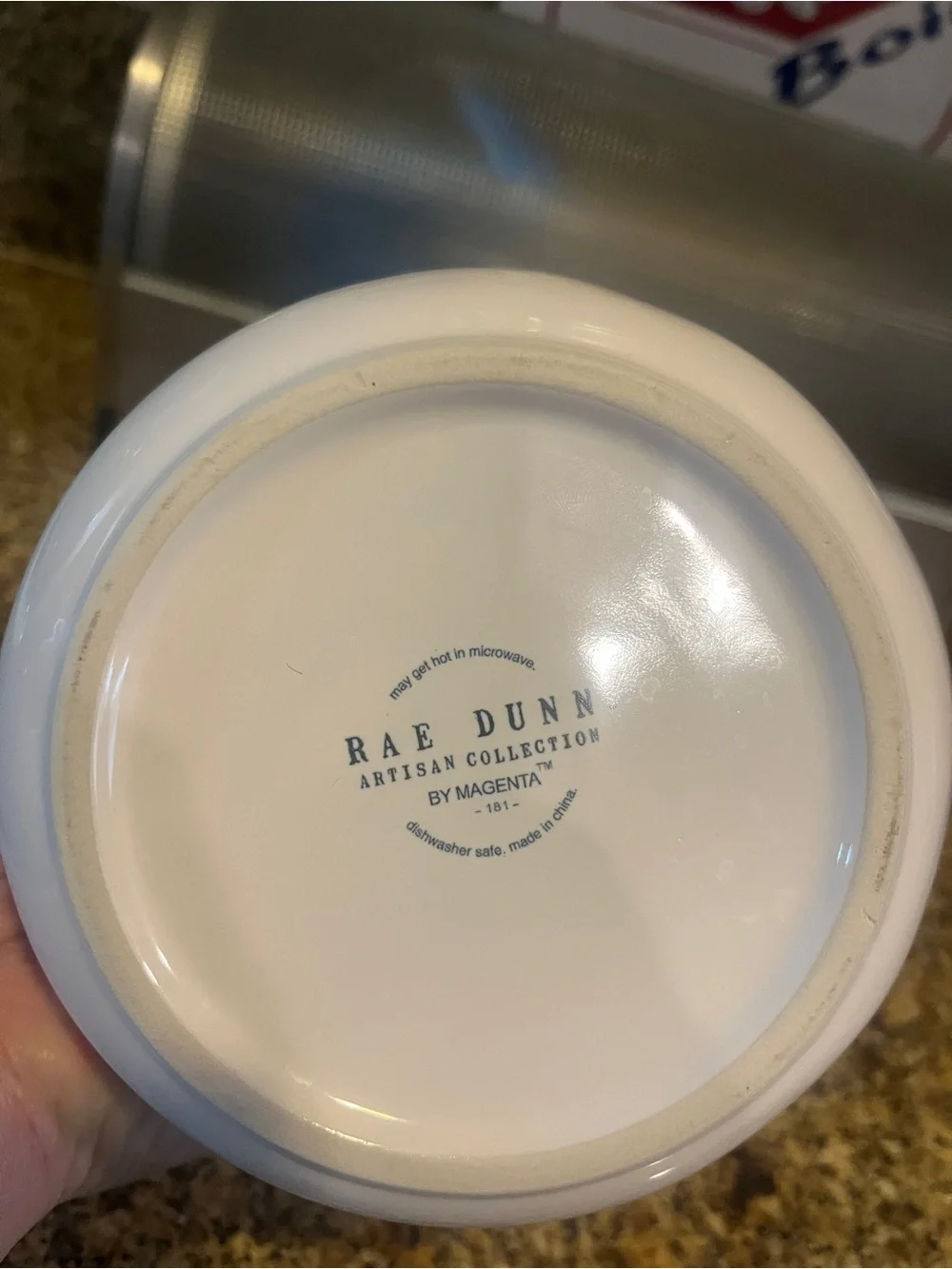 Rae Dunn White FRUIT Storage Bowl with Clear Suction Lid